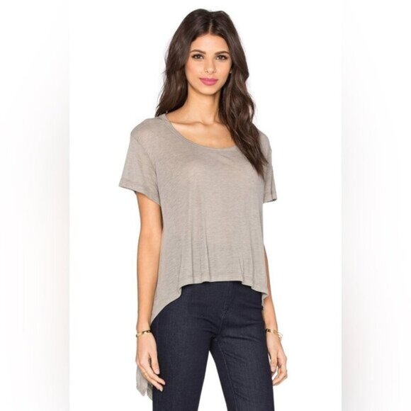 Revolve LNA Women’s T-shirt Ribbon Tee Asymmetric Hem Short Sleeve Tie up side S - Picture 9 of 16